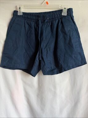 Amazon Essentials Navy Linen Blend Athletic Drawstring Shorts